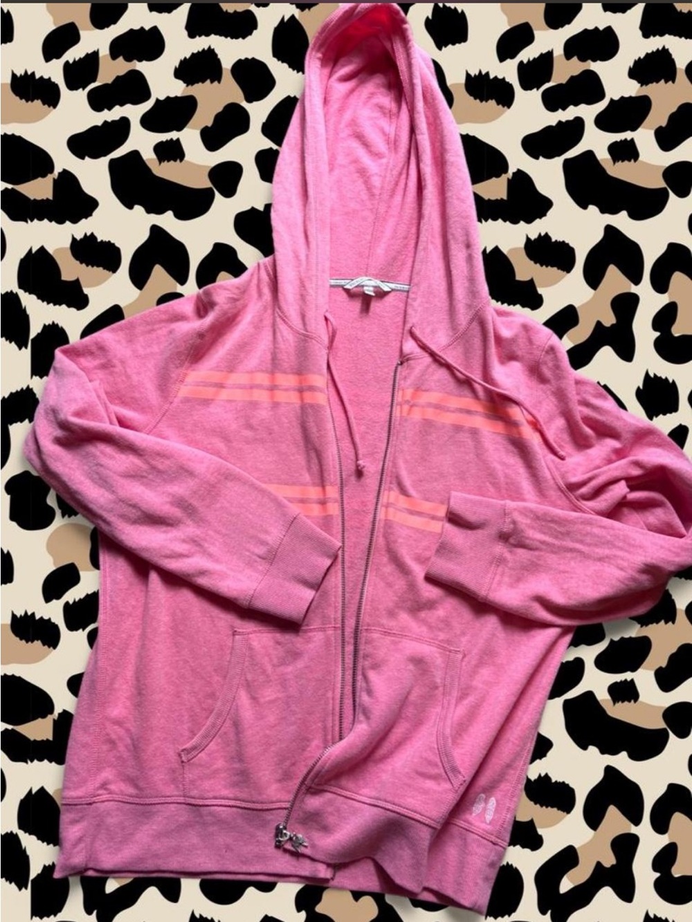 Y2K Style Pink Victoria's Secret Angel Graphic Full-Zip Hoodie Sweatshirt